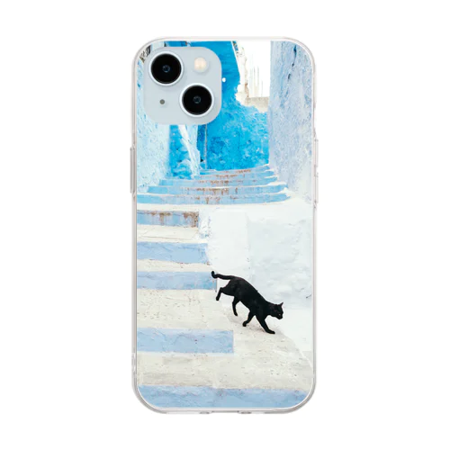 絵画のような黒猫 Soft Clear Smartphone Case