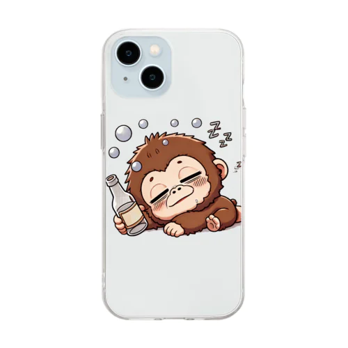 酔っぱらったゴリラ Soft Clear Smartphone Case