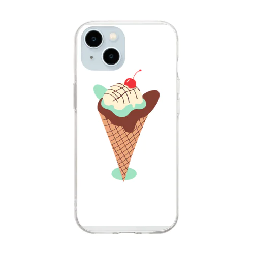 チョコミントアイス Soft Clear Smartphone Case