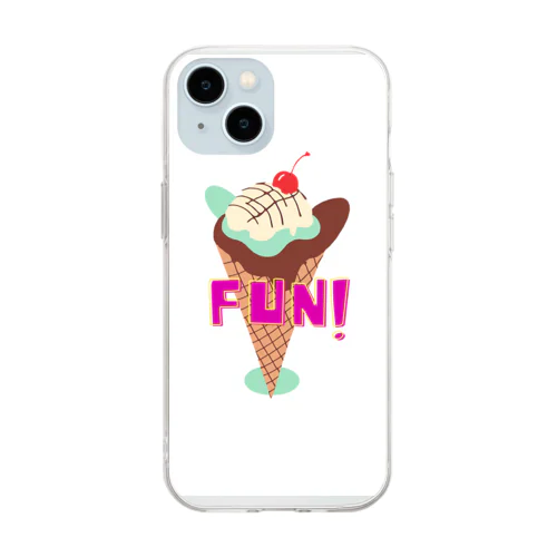 fun！チョコミントアイス Soft Clear Smartphone Case