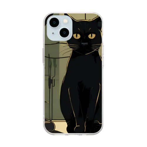 黒猫 Soft Clear Smartphone Case