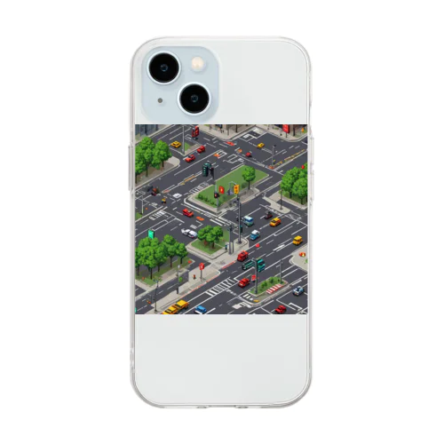「都会の信号 道路マップ」 Soft Clear Smartphone Case