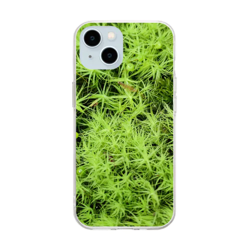 苔グッズ（タマゴケ玉つき） Soft Clear Smartphone Case