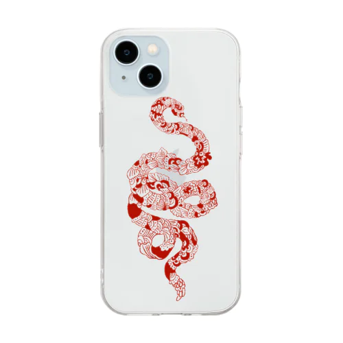 蛇 (赤) Soft Clear Smartphone Case