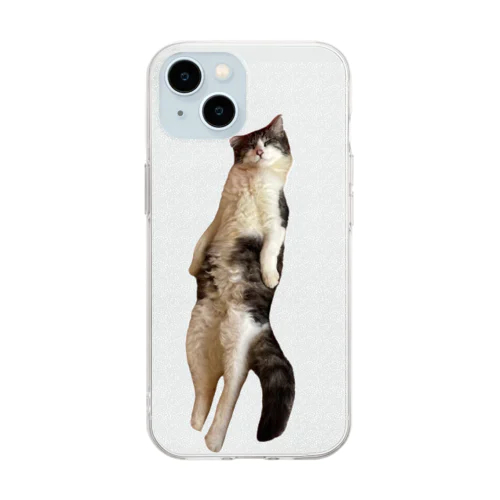 ねこのしっぽ（ヘソ天） Soft Clear Smartphone Case