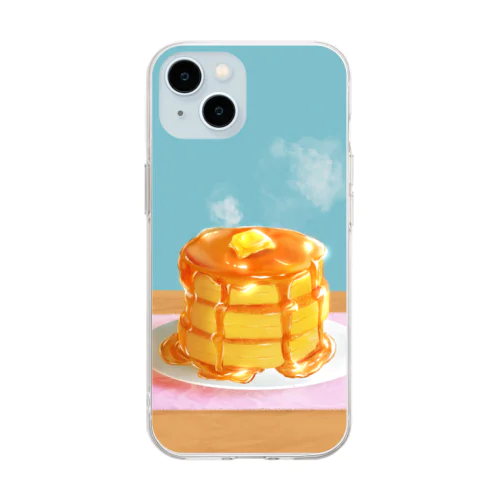 ふわふわホットケーキ Soft Clear Smartphone Case