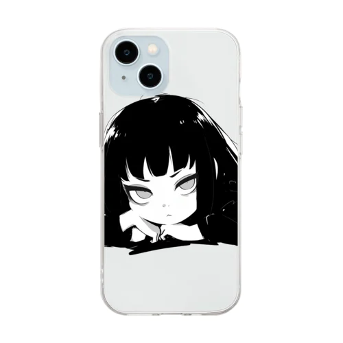 傲慢ちゃん『こっち見んな』（文字無し） Soft Clear Smartphone Case