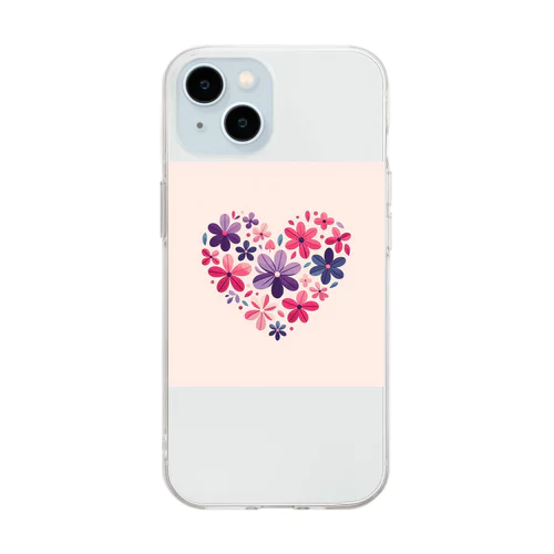 花柄ハート Soft Clear Smartphone Case