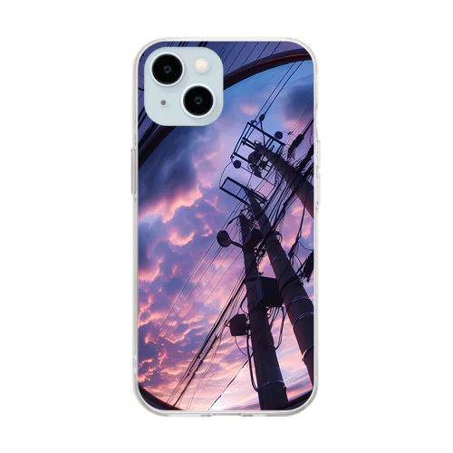 夕暮れのカーブミラー Soft Clear Smartphone Case