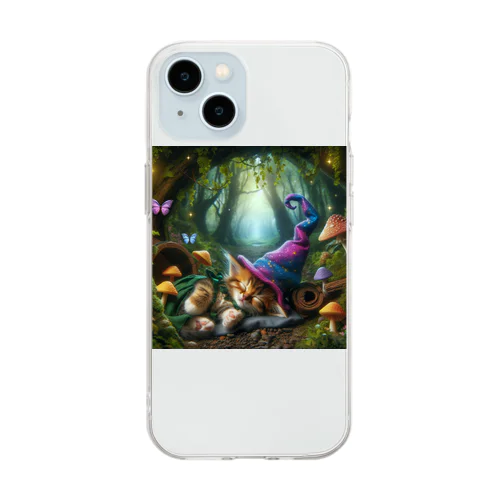 魔法使いの居眠り子猫 Soft Clear Smartphone Case