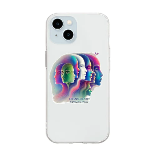 「進化する顔の中の永遠の美」 Soft Clear Smartphone Case