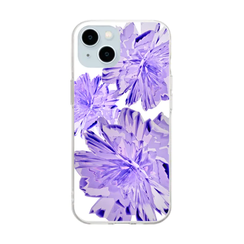 ボタニカルフラワー　ホワイトブルー Soft Clear Smartphone Case