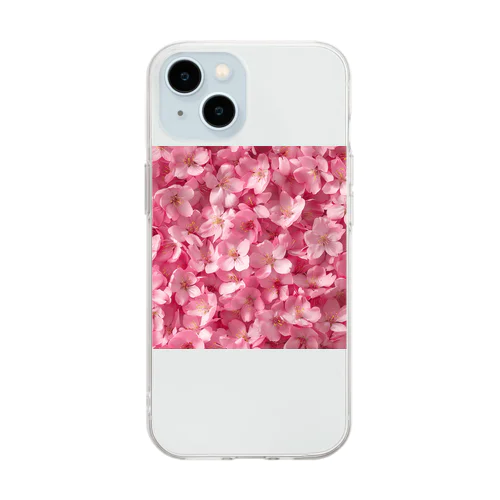 ピンクの花　桜　綺麗 Soft Clear Smartphone Case