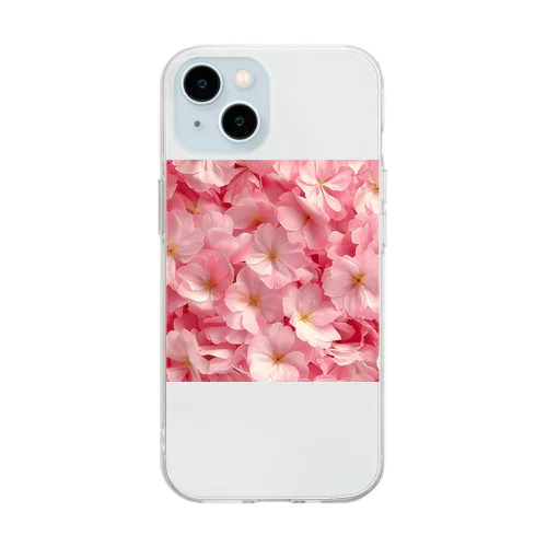 ピンクの花　鮮やか Soft Clear Smartphone Case