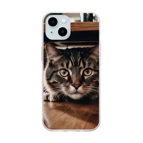 隠れる猫 Soft Clear Smartphone Case