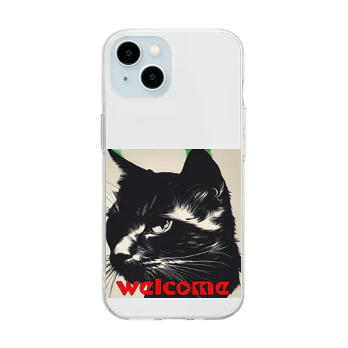 黒猫登場Ⅰ Soft Clear Smartphone Case