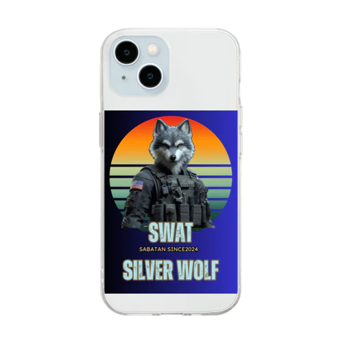 SWAT シルバーウルフ1 Soft Clear Smartphone Case