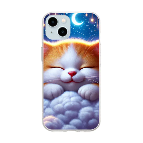 夢見る雲の上の小さな猫 Soft Clear Smartphone Case