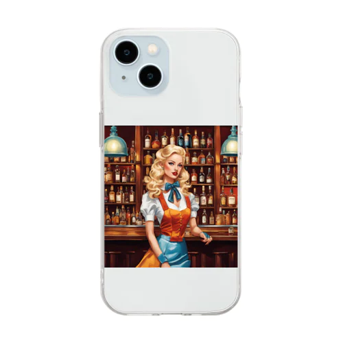 🍸シックなバーと謎の美女💄✨ Soft Clear Smartphone Case