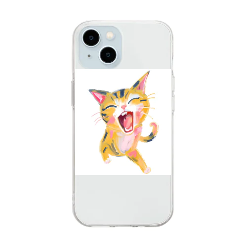 みゃーと鳴く猫ちゃん Soft Clear Smartphone Case