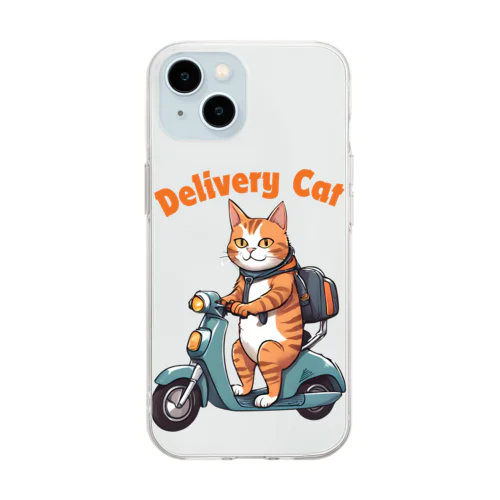猫の配達人デリバリーキャット Soft Clear Smartphone Case