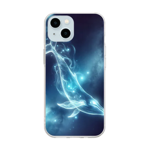 星の海を泳ぐ(黒縁・縦)AI生成 Soft Clear Smartphone Case