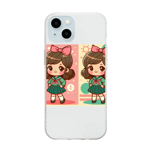 制服の女の子 Soft Clear Smartphone Case