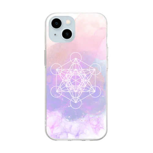 メタトロンキューブ・微笑みのピンクラヴェンダー Soft Clear Smartphone Case