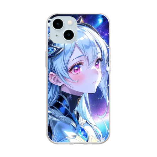 虹色の銀河を愛す少女 Soft Clear Smartphone Case