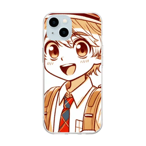 男の子　中学1年生　お散歩 Soft Clear Smartphone Case