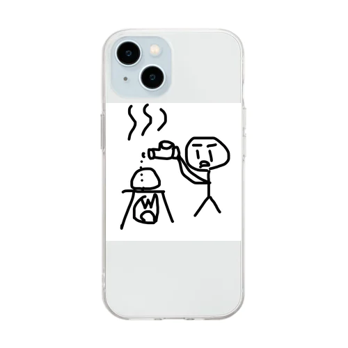 焼け石に水しりーず Soft Clear Smartphone Case