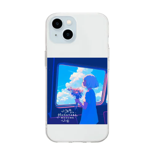 A Girl and Flowers on the Journey Soft Clear Smartphone Case