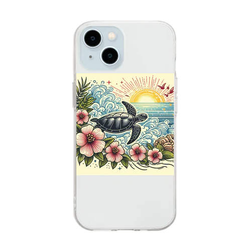 ウミガメ Soft Clear Smartphone Case