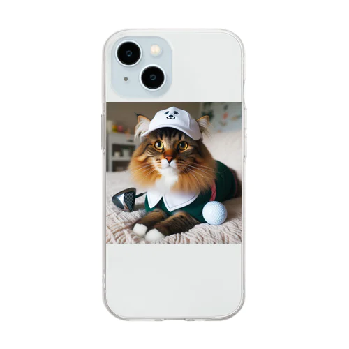猫ゴルファー Soft Clear Smartphone Case