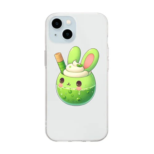 うさぎ抹茶フロート Soft Clear Smartphone Case