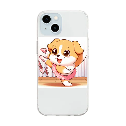 バレリーナのように踊る犬_アニメ風1 Soft Clear Smartphone Case