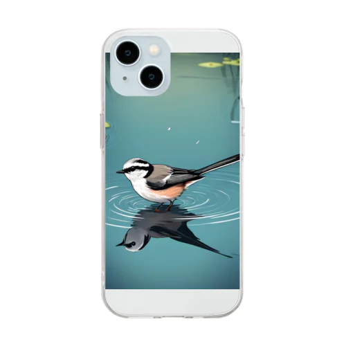 水面の子鳥 Soft Clear Smartphone Case