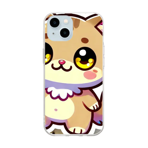 ふんわりした薄茶色に包まれた、ふんわりとした猫 Soft Clear Smartphone Case