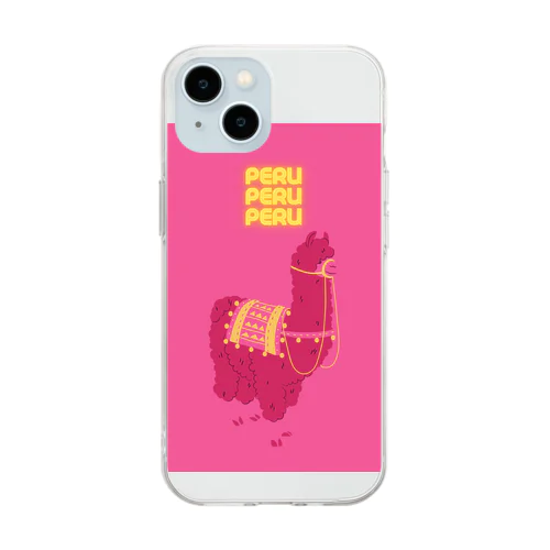 PINKのアルパカ001 Soft Clear Smartphone Case