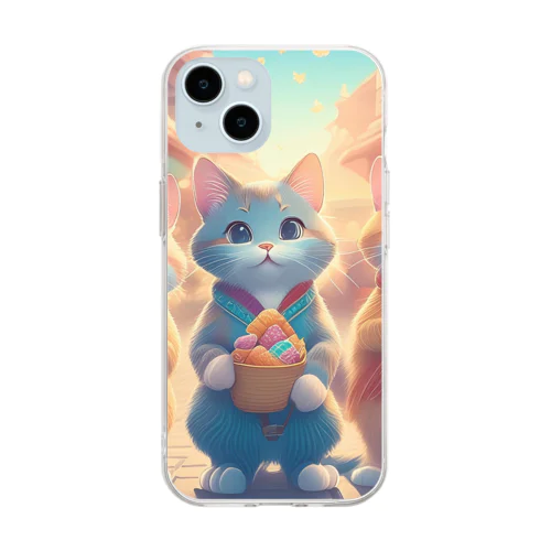 旅行する猫1 Soft Clear Smartphone Case