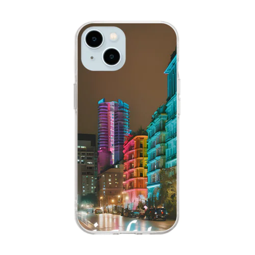 都市のカラフル夜景 Soft Clear Smartphone Case