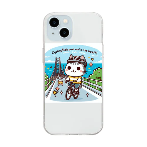 サイクリングする猫 Soft Clear Smartphone Case