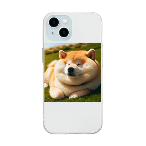 くつろぎすぎた柴犬 Soft Clear Smartphone Case