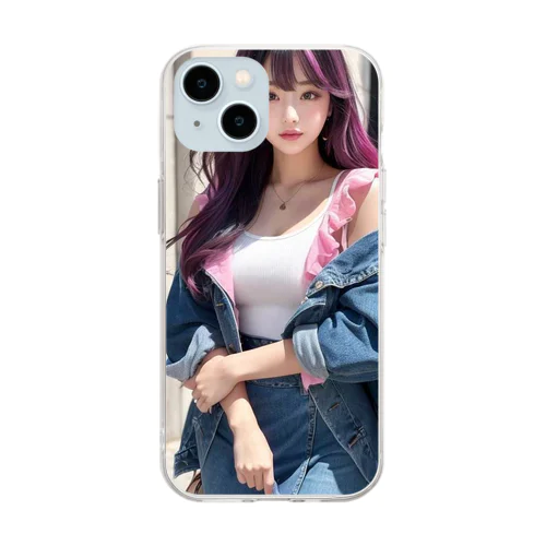 AI beautiful model street corner snap Soft Clear Smartphone Case