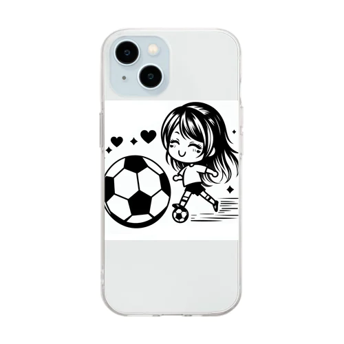 女の子サッカー Soft Clear Smartphone Case