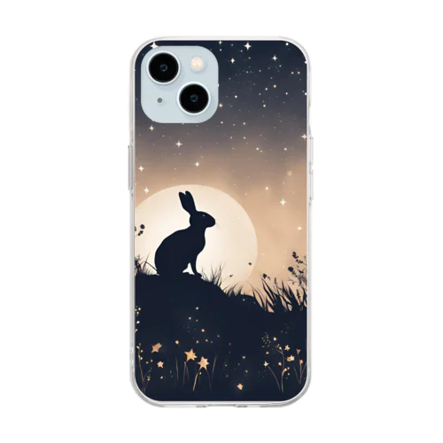 満月ウサギ Soft Clear Smartphone Case