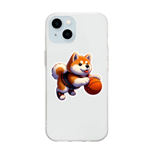 秋田犬×バスケットボール Soft Clear Smartphone Case