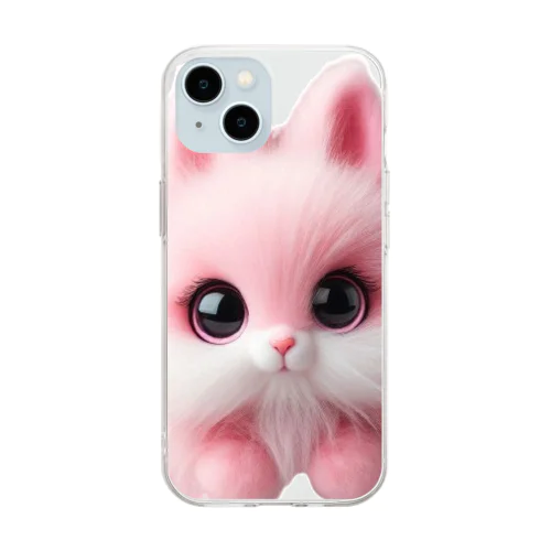恋する女子必見！ピンクのふわふわうわぎ Soft Clear Smartphone Case