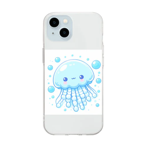 水色のクラゲ･スー Soft Clear Smartphone Case