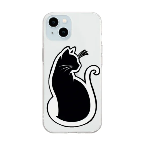 黒猫シルエットⅠ Soft Clear Smartphone Case